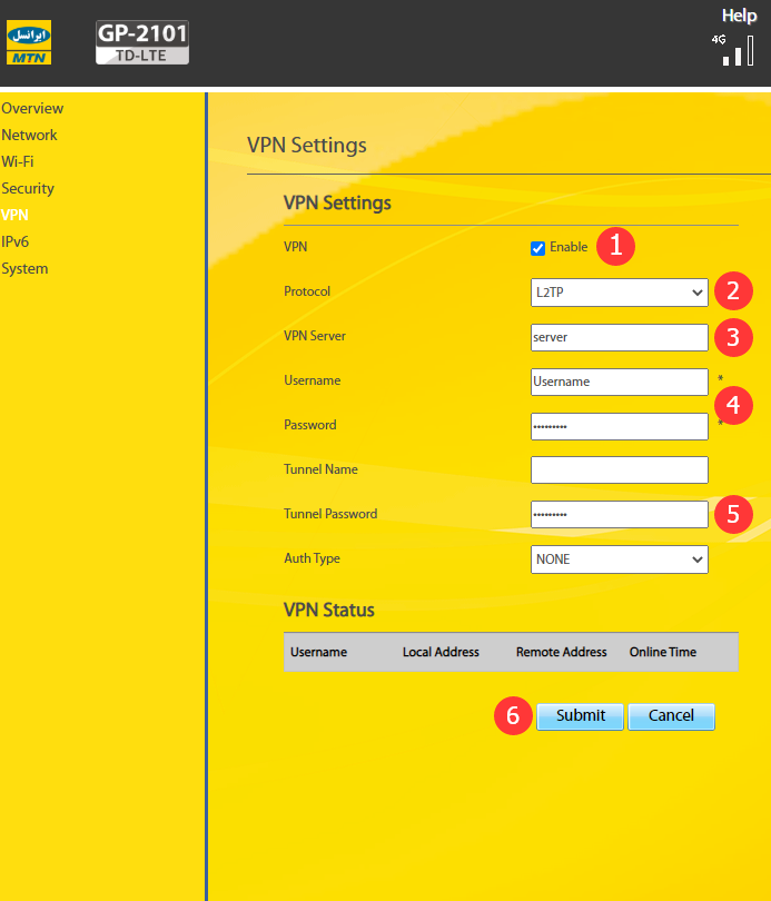 آموزش تنظیم vpn در مودم ایرانسل